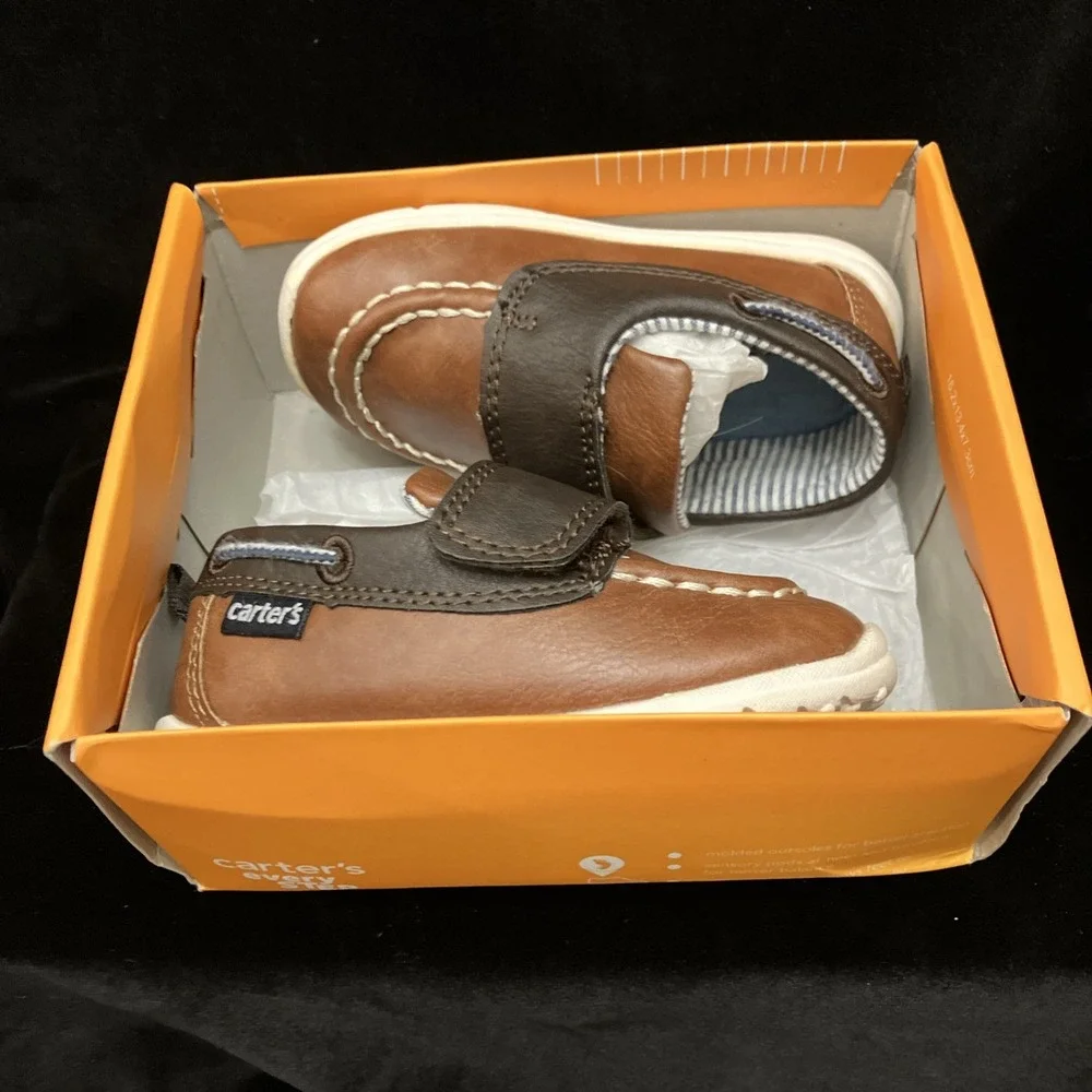 Carters Every Step Jaden Brown Walking Shoes Sz 5 Toddler Sneakers w/ Box